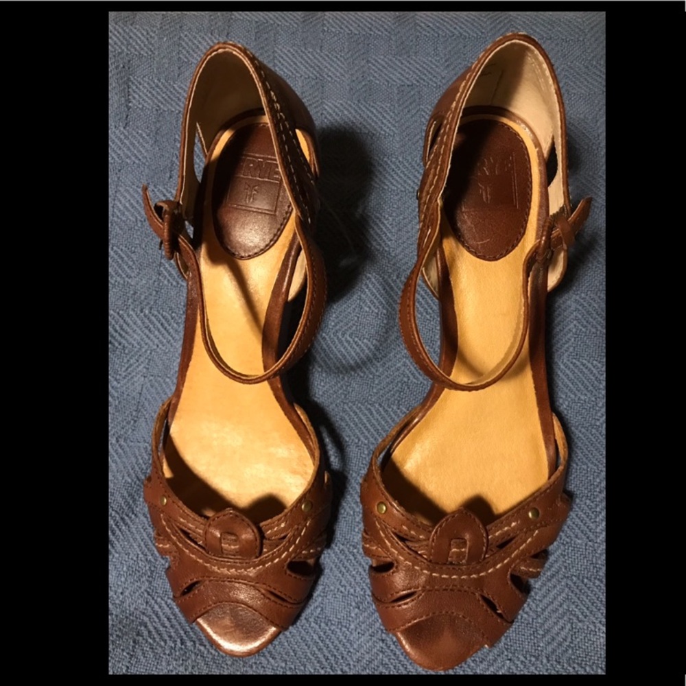 Frye dress sandal brown leather size 8